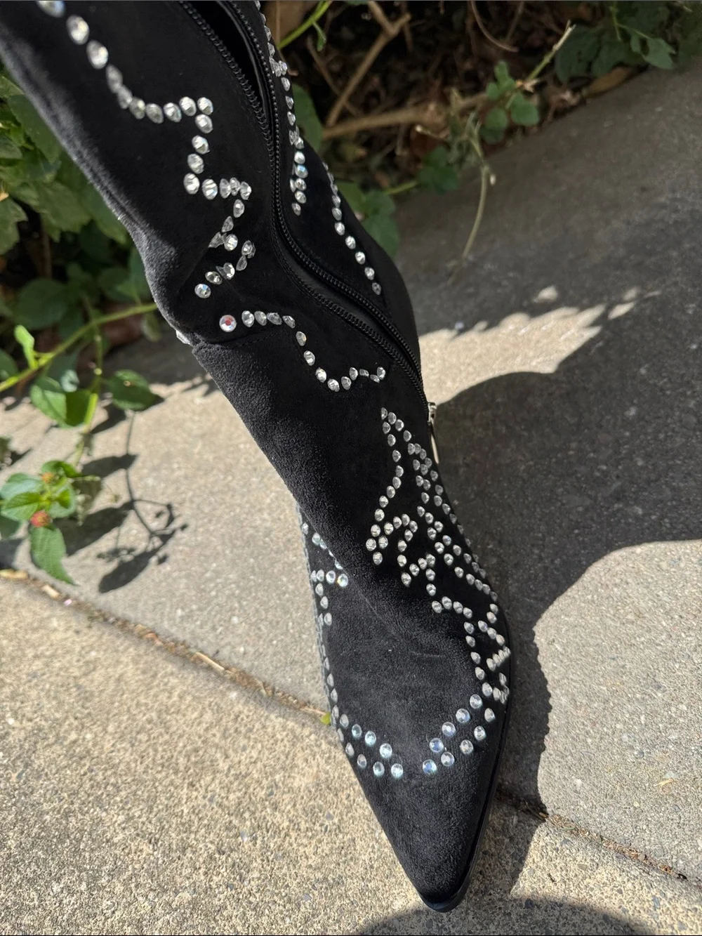 Never used Cape Robbin Black Over-the-Knee Boots with Crystal Studs - size 9.5